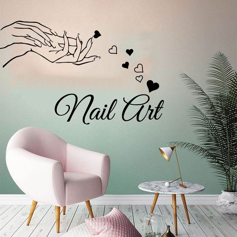Beauty Makeup Fashion - Schoonheid nagelsalon meisje hand muursticker make-up
